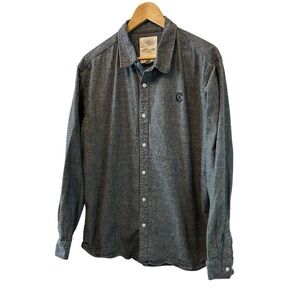 MENS CROOKS & CASTLES Grey Button Up Collared Long Sleeve Dress Shirt 2XL